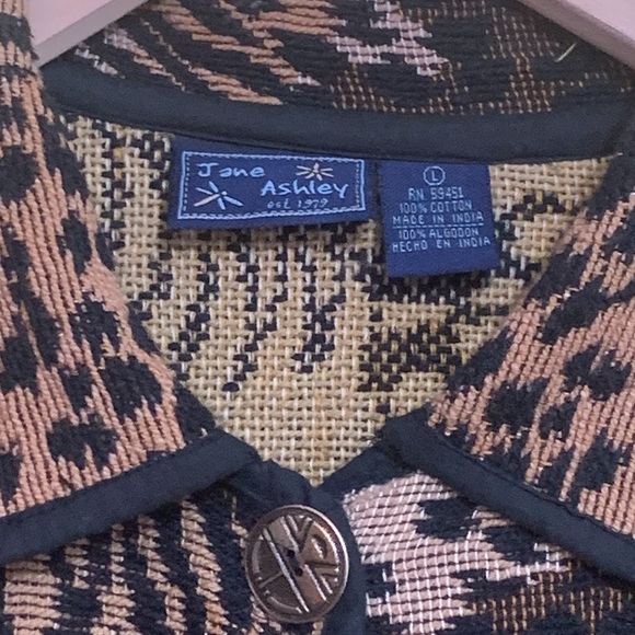 Jane Ashley Mixed Animal Print Woven Tapestry Button Unlined Blazer Coat L - Picture 5 of 17